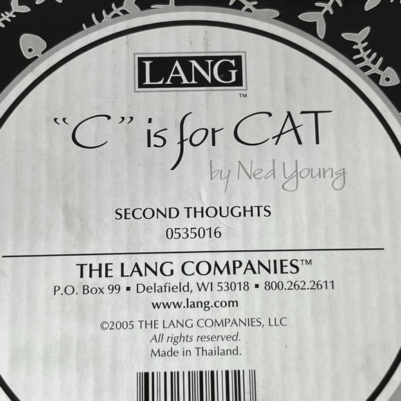 Lang "C is for Cat" Second Thoughts Cat Food Bowl 2005 Unused Ceramic Humor - Picture 13 of 14